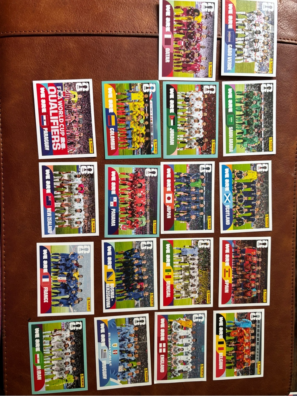 Panini World Cup Sticker Cards - Red, Green, Blue, Yellow